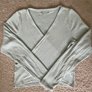 Abercrombie & Fitch Long-Sleeve Ribbed Wrap Top